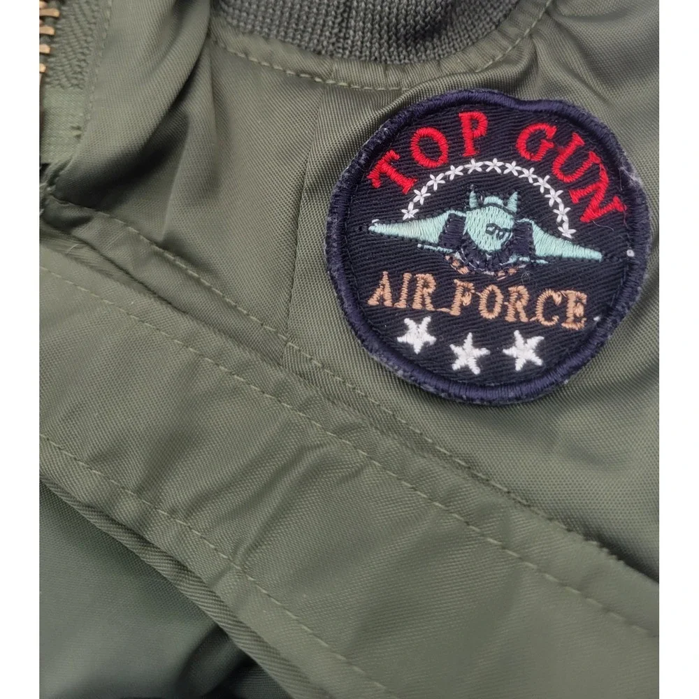 Top Gun Air Force Pet apparel Bomber Jacket Green Military Flight Coat Small‎